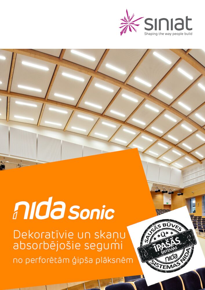 NIDA Sonic Dekoratīvie un skaņu absorbējošie segumi no perforētām ģipša plāksnēm